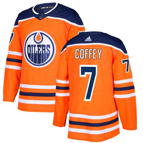 Adidas Oilers #7 Paul Coffey Orange Home Authentic Stitched NHL Jersey - Click Image to Close